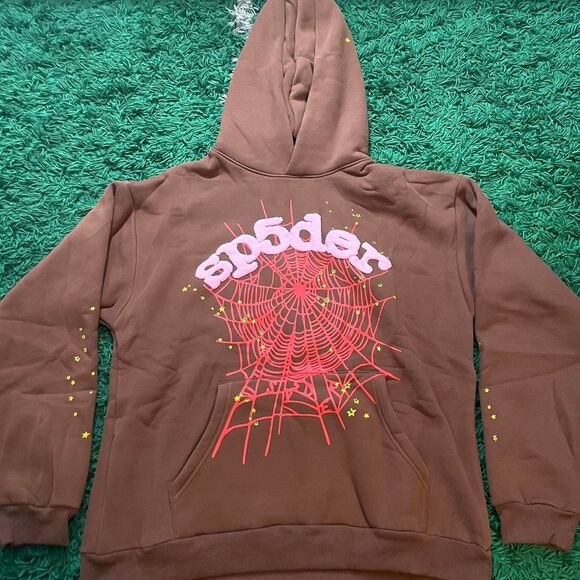 Spider Worldwide Men's Brown Hoodie